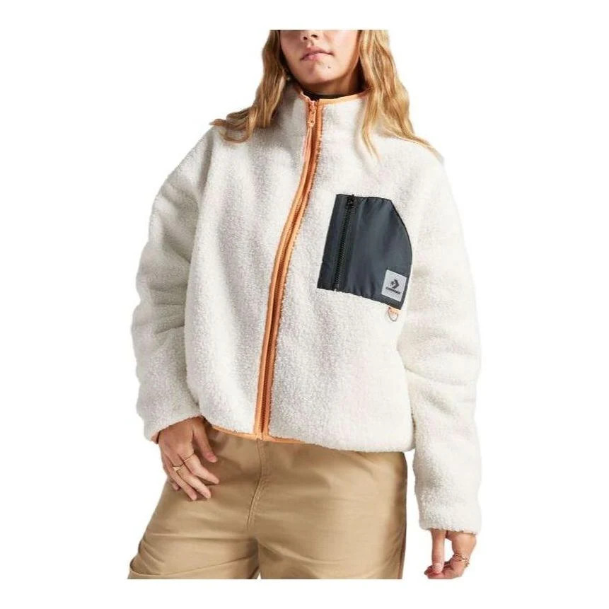 (WMNS) Converse Reversible Sherpa Full-Zip Jacket 'Egret Black' 10025705-A03 | KICKS CREW