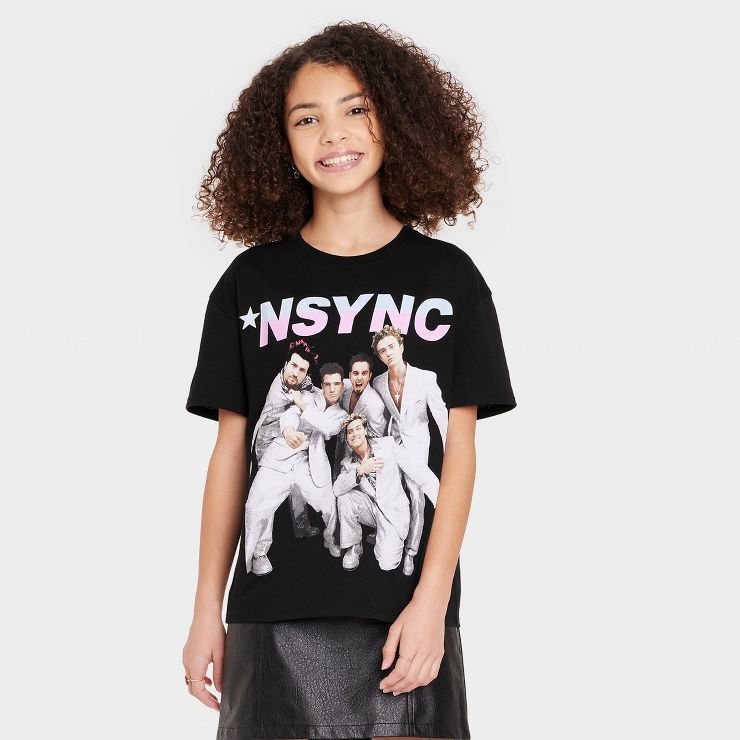 Girls' Oversized NSYNC Short Sleeve Graphic T-Shirt - art class™ Black | Target