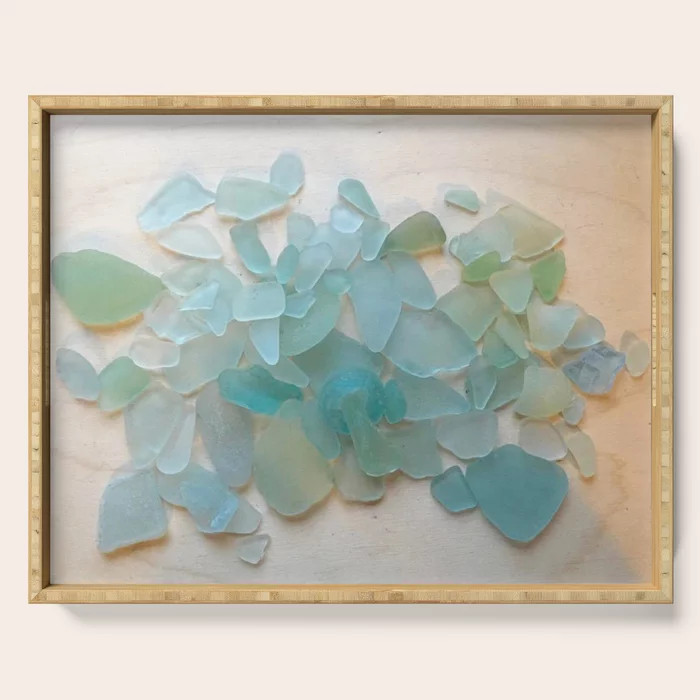 Ocean Hue Sea Glass Serving Tray by Coastal Whims - 18" x 14" x 1 3/4 | Society6