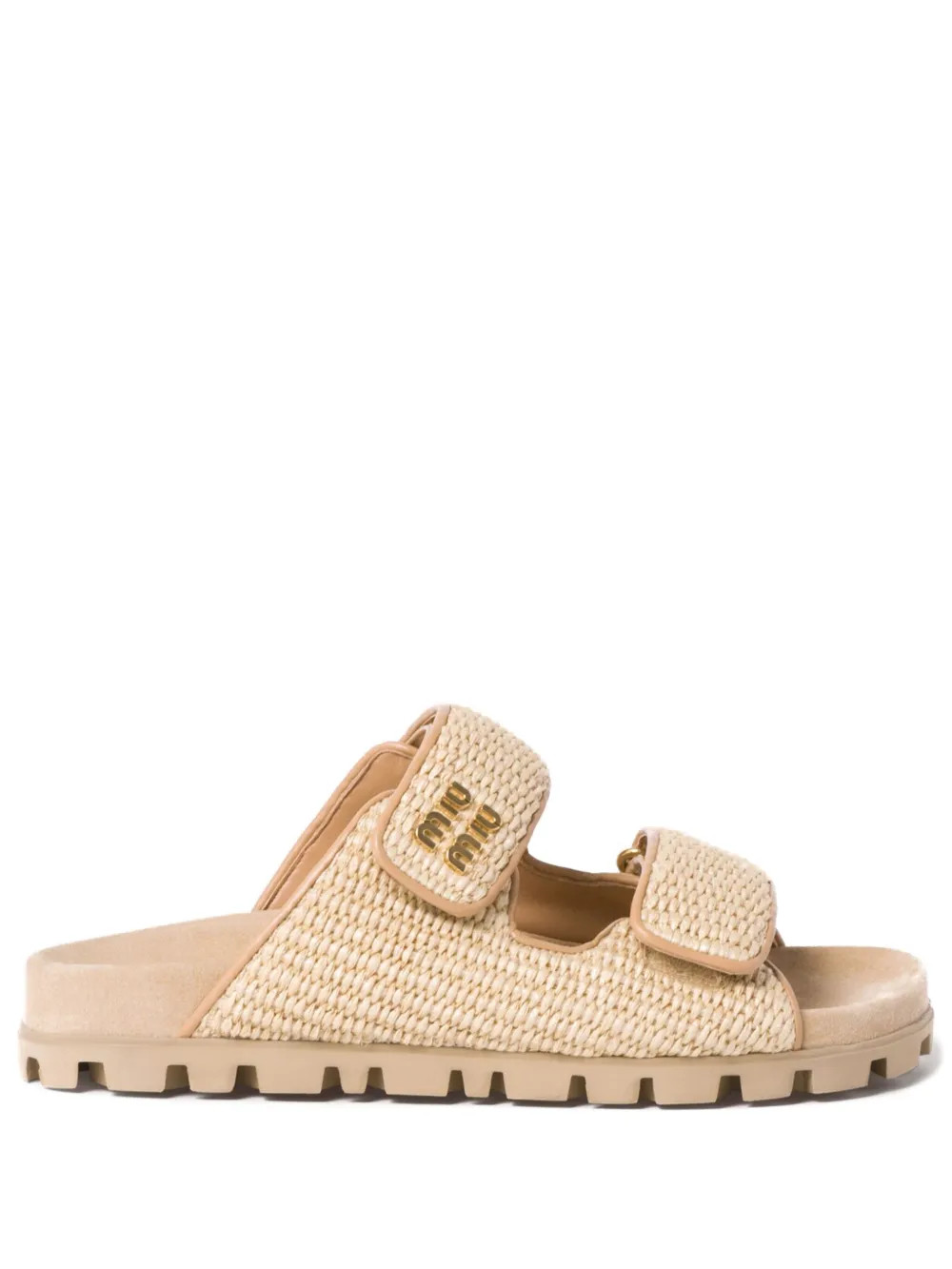 Miu Miu touch-strap Raffia Sandals | Neutrals | FARFETCH AU | Farfetch Global