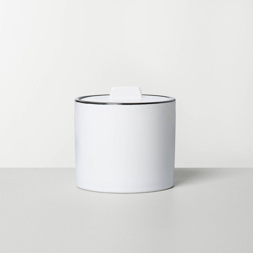 Stoneware Bath Canister White/Black - Hearth & Hand™ with Magnolia | Target