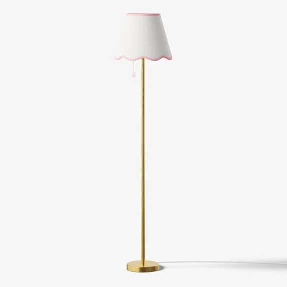 Mainstays Kids 58" Antique Brass Daisy Floor Lamp with White Scalloped Shade | Walmart (US)