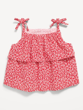 Printed Sleeveless Crinkled Tie-Strap Top for Toddler Girls | Old Navy (US)
