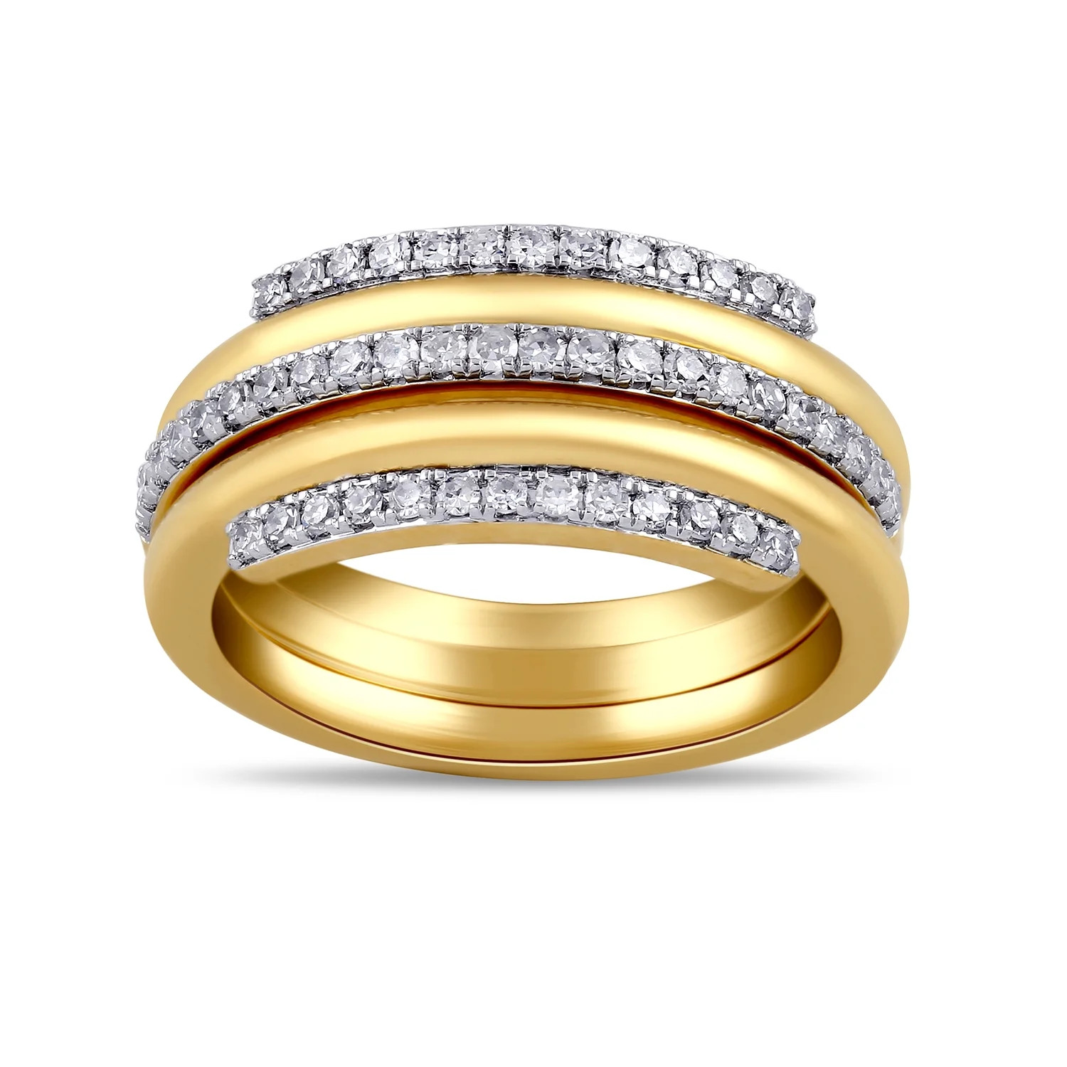 Brilliance Fine Jewelry 14KT Gold-Plated Sterling Silver 3/8ct Lab Grown Diamond Stack Ring | Walmart (US)