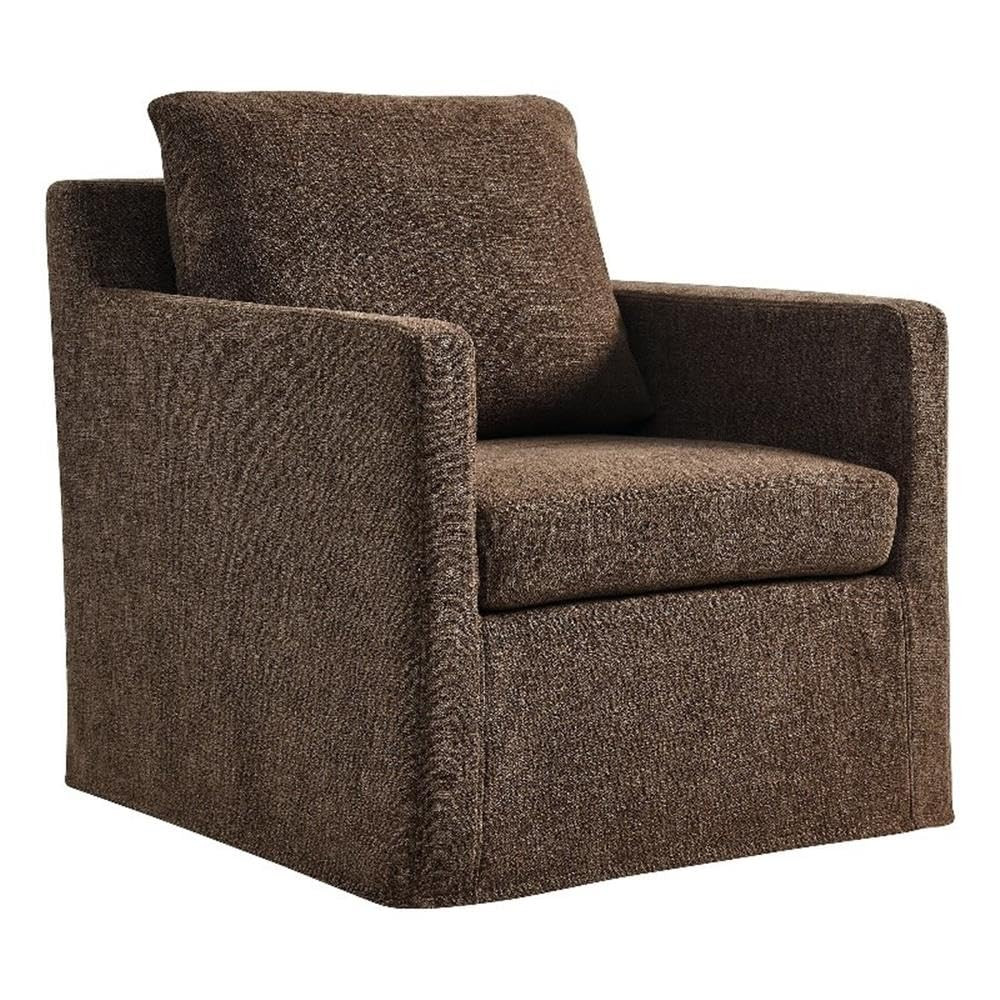 Modway Serene Swivel Accent Armchair in Mocha - Modern Fabric Upholstered Chair - Slipcovered Armchair - Swivel Chair for Living Room or Bedroom | Amazon (US)