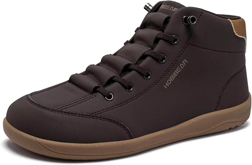 HOBIBEAR Leather Barefoot Boots Zero-Drop Wide Width Minimalist Shoes Unisex Mid Top Walking Boot... | Amazon (US)