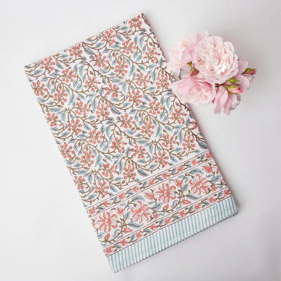 Indian Block Print Tablecloth Floral Cotton Table Cover | Etsy | Etsy (US)