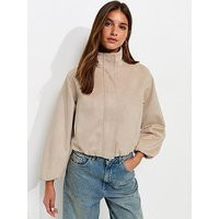 New Look Stone Faux Suede Bubble Hem Jacket - Beige | Very Ireland