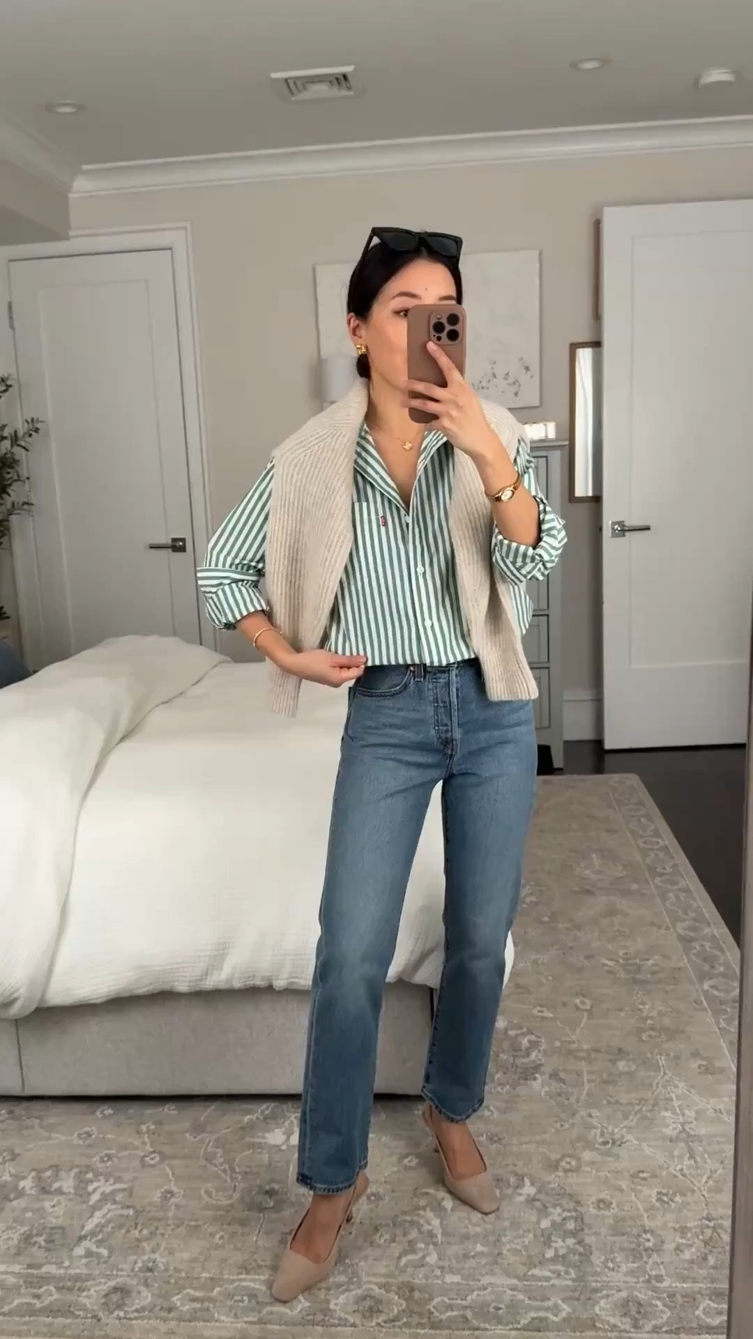 Jeans on sale! I sized up at waist. Wash is “invest access” and I also like indifferent indigo for dark. These are low stretch more rigid vintage style denim
•jeans 25 x 27 length perfect for petites 
• old stripe shirt
• everlane sweater xxs
• old ann Taylor heels 

Levi’s wedgie jeans , Levi’s sale , classic petite vintage style denim , smart casual work wear

#LTKPetite #LTKWorkwear #LTKSaleAlert