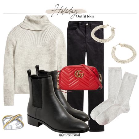 Casual Holiday outfit idea ❤️ love the pop of red Gucci bag 

#LTKfindsunder100 #LTKHoliday #LTKSeasonal