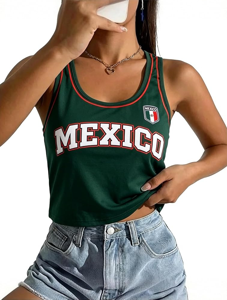 SFHFY Soccer Cup 2026 Tank Top Women:Brazil Mexico Sleeveless Shirt Soccer Fans Jersey Casual Cro... | Amazon (US)