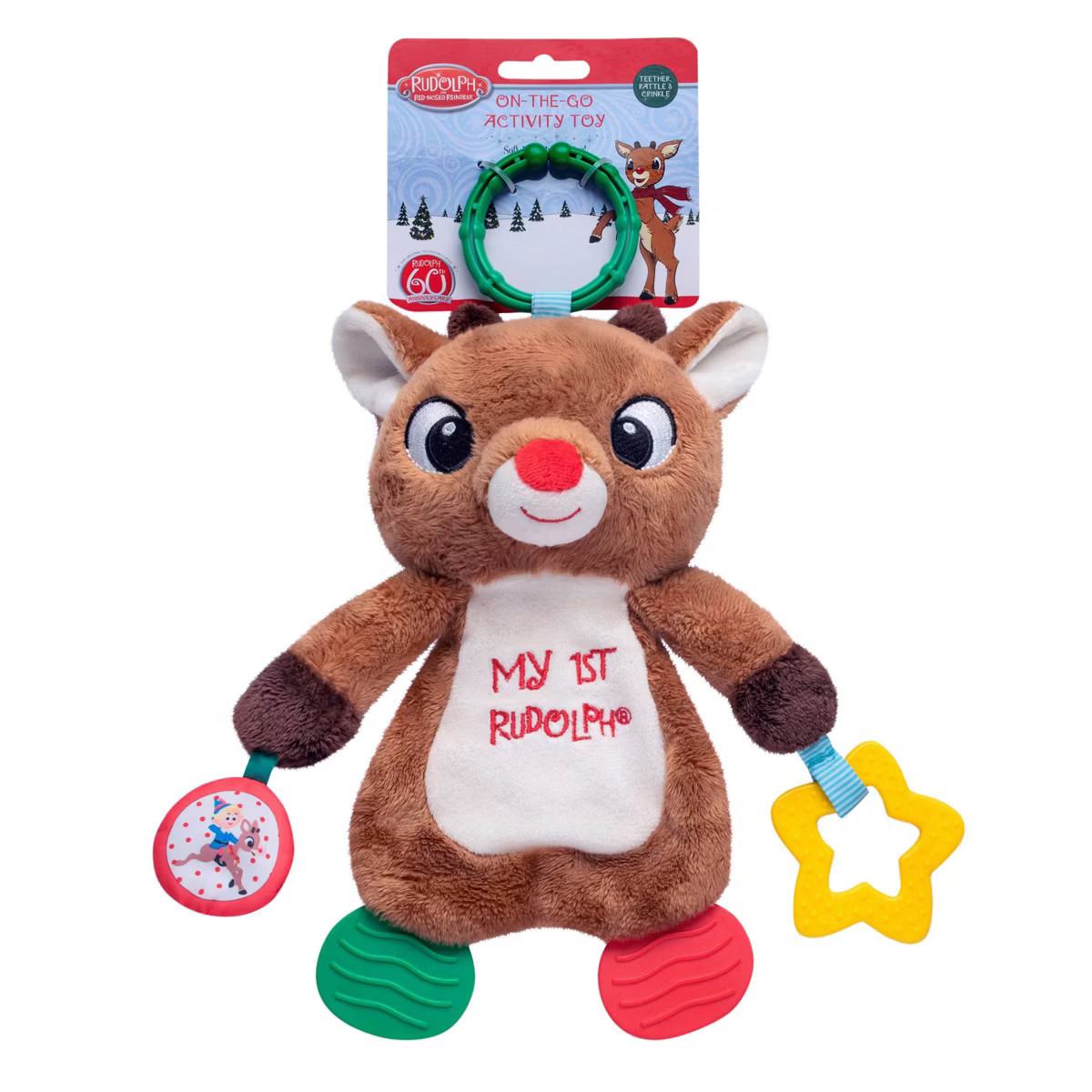 Rudolph the Red-Nosed Reindeer 10" Crib Activity Toy with Teether - Christmas | Target