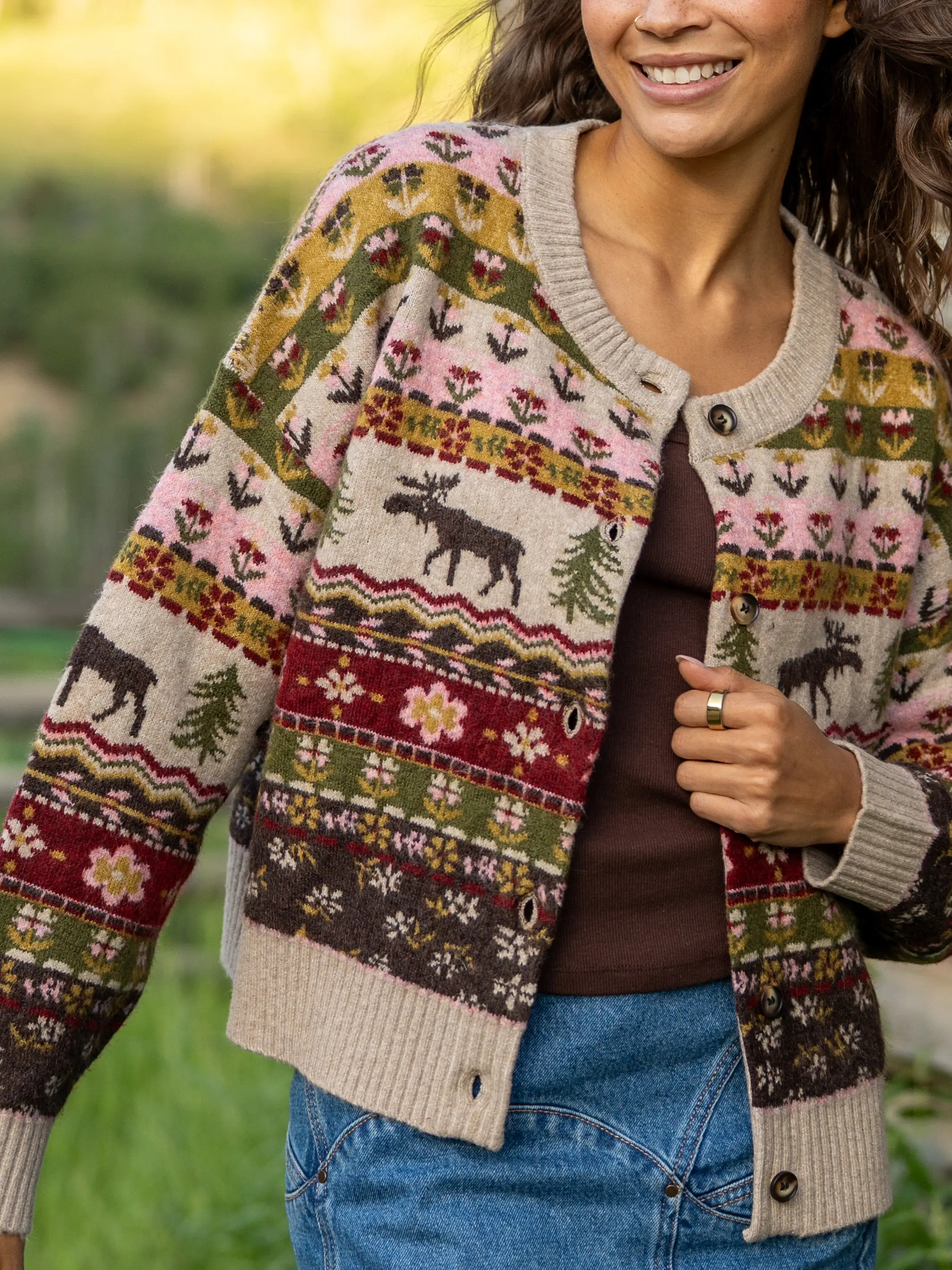 Jacquard Button Front Cardigan Sweater | Natural Life
