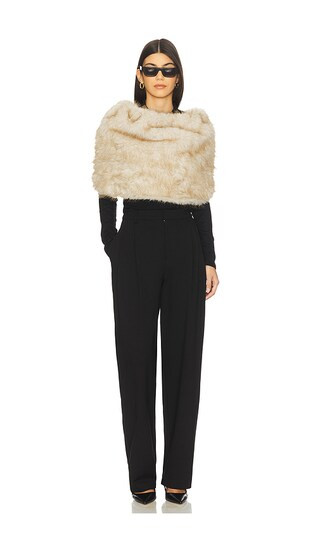 Pascale Faux Fur Shawl in Ivory | Revolve Clothing (Global)