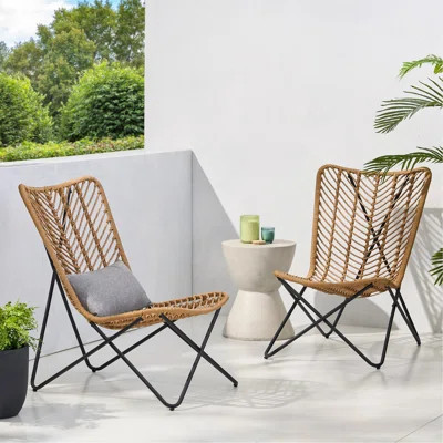 Charming Wicker Patio Chair Set For Stylish Outdoor Spaces, Enhancing Comfort And Aesthetics. | Wayfair North America