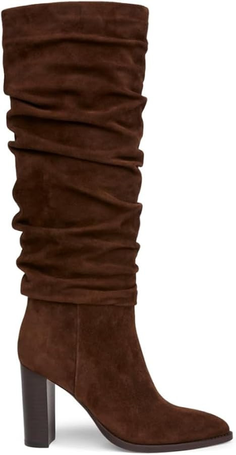 Erocalli Knee High Boots Women Fall Chunky Block High Heel Slouch Fashion Boot Pointed Toe Side Z... | Amazon (US)