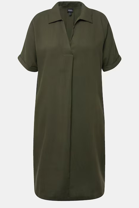 Collared Short Sleeve A-Line Dress | Ulla Popken - US & CA