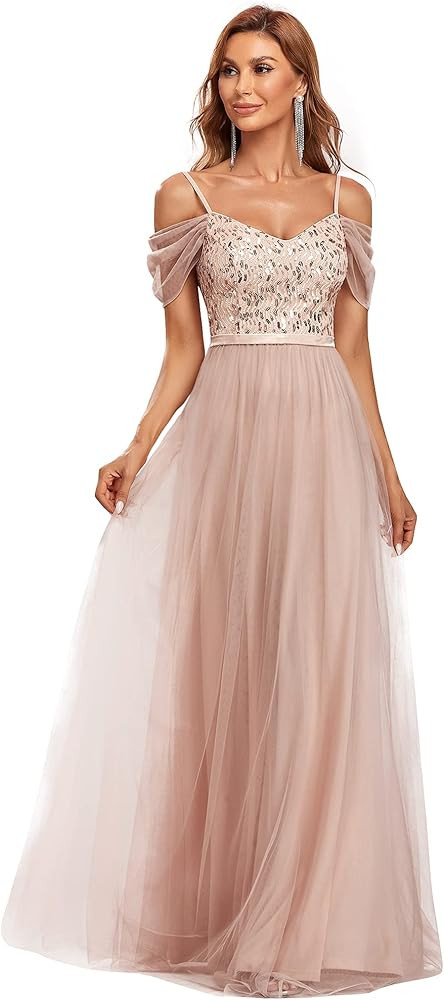 Ever-Pretty Women's A-Line Cold Shoulder Wedding Party Long Bridesmaid Dress 0766 | Amazon (US)