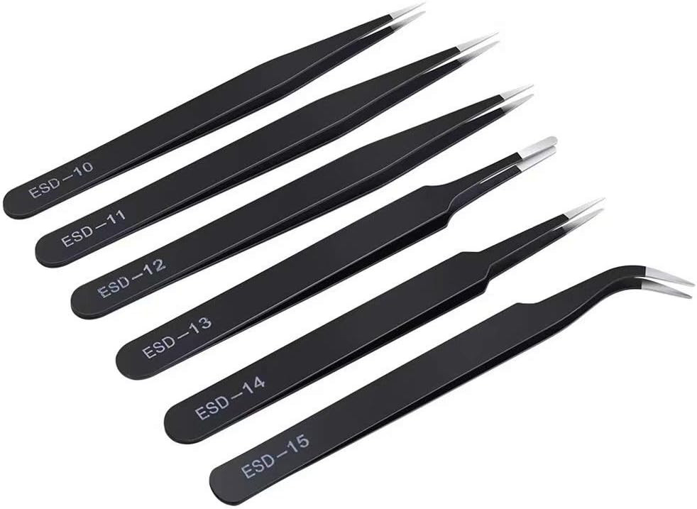 6PCS Precision Tweezers Set, Upgraded Anti-Static Stainless Steel Curved of Tweezers, for Electro... | Amazon (US)