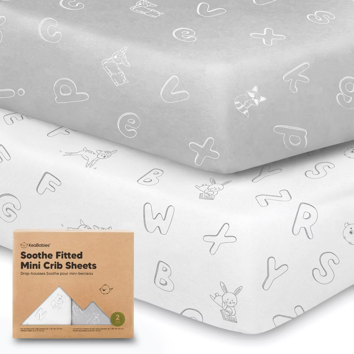 KeaBabies Mini Crib Sheets for Baby Girls, Boys, 2-Pack Soothe Pack and Play Sheets Fitted, Organ... | Target