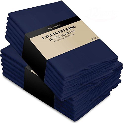 Cotton Dinner Napkins Navy-Blue - 12 Pack (18 inches x18 inches) Soft and Comfortable - Durable Hote | Amazon (US)