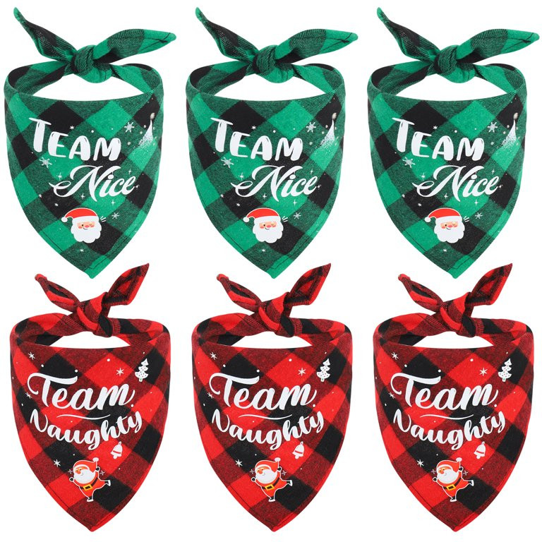 LUIISIS 6 Pack Christmas Dog Bandanas, Classic Plaid Triangle Dog Scarf with Santa, Holiday Dog C... | Walmart (US)