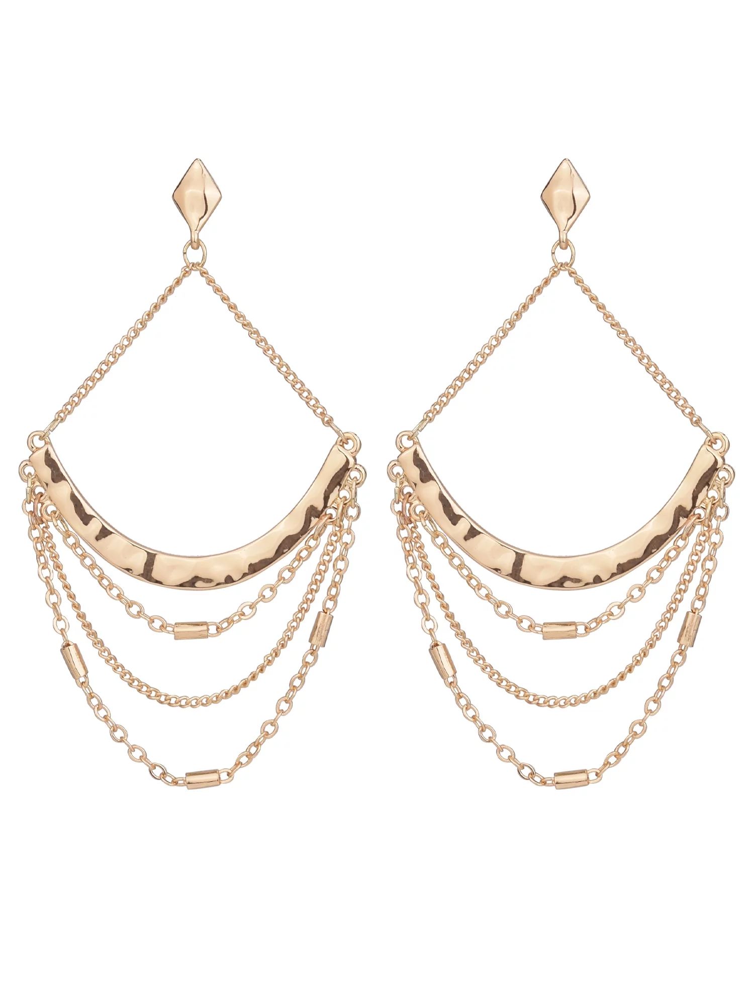Time and Tru Women's Gold-Tone Multi Chain Draped Drop Earring | Walmart (US)