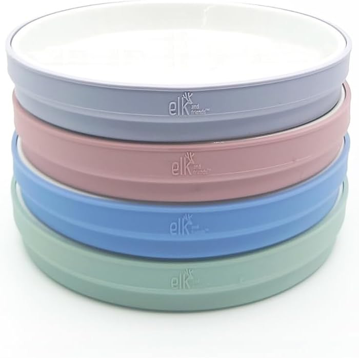 Elk and Friends Kids 7.8” Porcelain White Plates with Silicone Sleeves | Suitable for Babies/To... | Amazon (US)