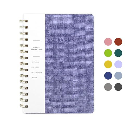 Oneirom Spiral Notebook-6.10" x 8.19" College Ruled Journal with Inner Pockets and 160 Pages,PU Leather Cover Business Journal, Twin-Wire Binding Notebook Perfect for Office & Home School Supplies | Amazon (US)