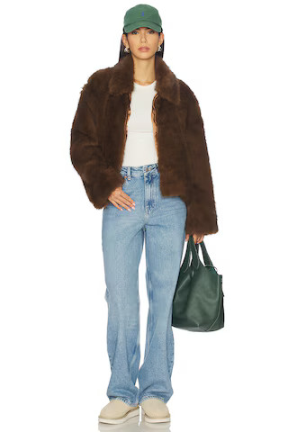 Sylvie Zip Faux Fur Jacket in Chocolate | Revolve Clothing (Global)