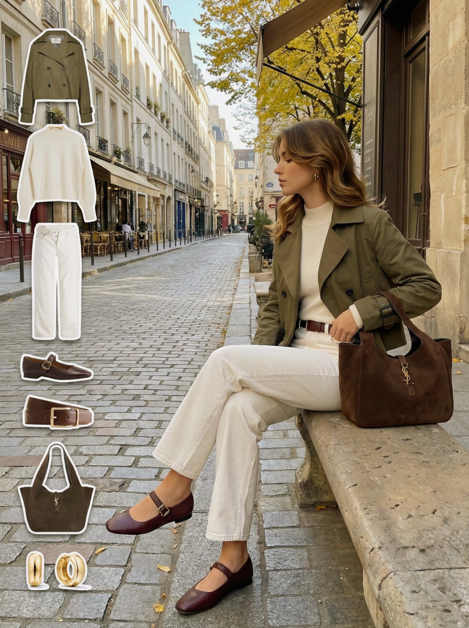 🤍 Olive & Cream City Classic 🤍

Soft neutrals meet rich earthy tones in this polished everyday look. A tailored olive trench layered over a cozy cream knit and ivory denim creates that effortless Parisian feel while staying timeless and wearable. Deep brown leather accessories add warmth and depth, grounding the palette beautifully.

Mary Jane flats keep the outfit feminine and comfortable, perfect for city strolls or casual meetings.

✨ Style Details:
• Olive trench for a refined outer layer  
• Cream knit sweater for soft contrast  
• Ivory straight leg denim for a clean base  
• Brown leather belt to define the waist  
• Chocolate Mary Jane flats for classic charm  
• Structured brown tote for elevated everyday  

#LTKfindsunder100 #LTKSeasonal #LTKstyletip