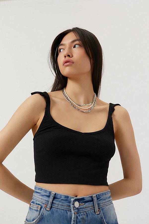 UO Jewel Ruffle Cropped Tank Top | Urban Outfitters (US and RoW)