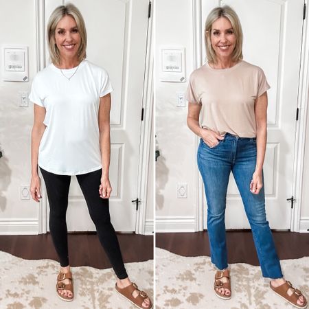 
The perfect white tee that’s not see through! Long enough to cover the booty with a flattering angled sleeve and flattering round cut hem. Soft fabric that lays beautifully. Comes in 18 colors. For a looser fit, size up. 

Women’s tee, white t-shirt, flattering tee, everyday outfit, over 40, over 50

#LTKOver40 #LTKSaleAlert #LTKFindsUnder50
