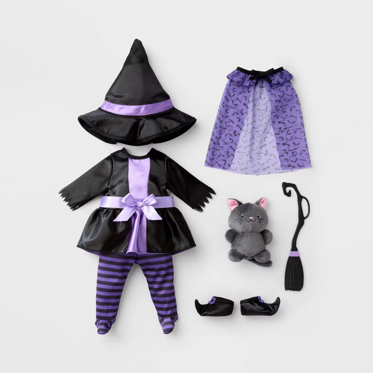 14" Baby Doll Halloween Witch Outfit - Gigglescape™: Fantasy Polyester Costume, 8-Piece Set | Target