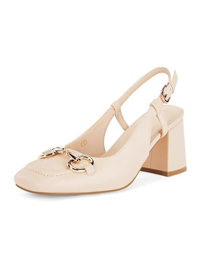 Womens Slingback Block Heels Closed Square Toe Dress Work Shoes Slip on Buckle Strap Business Pum... | Amazon (US)