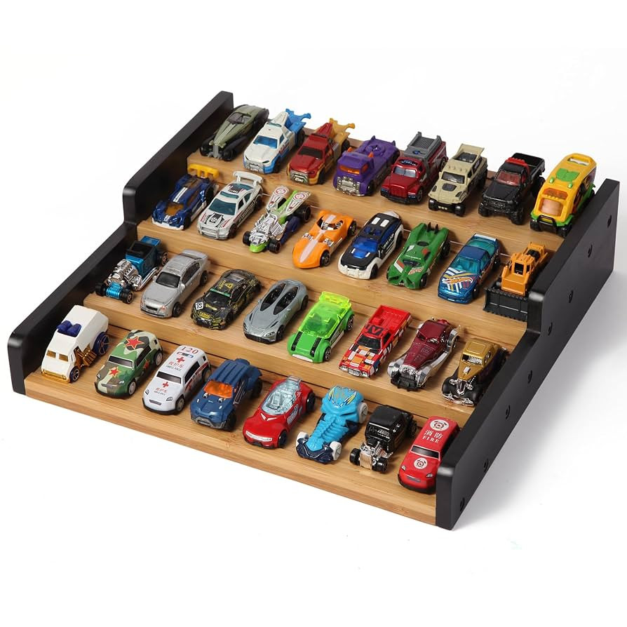 Toy Car Display Rack for Matchbox Hot Wheels, Wooden Toy Car Holder Stand Organizer Holds 36 Mode... | Amazon (US)