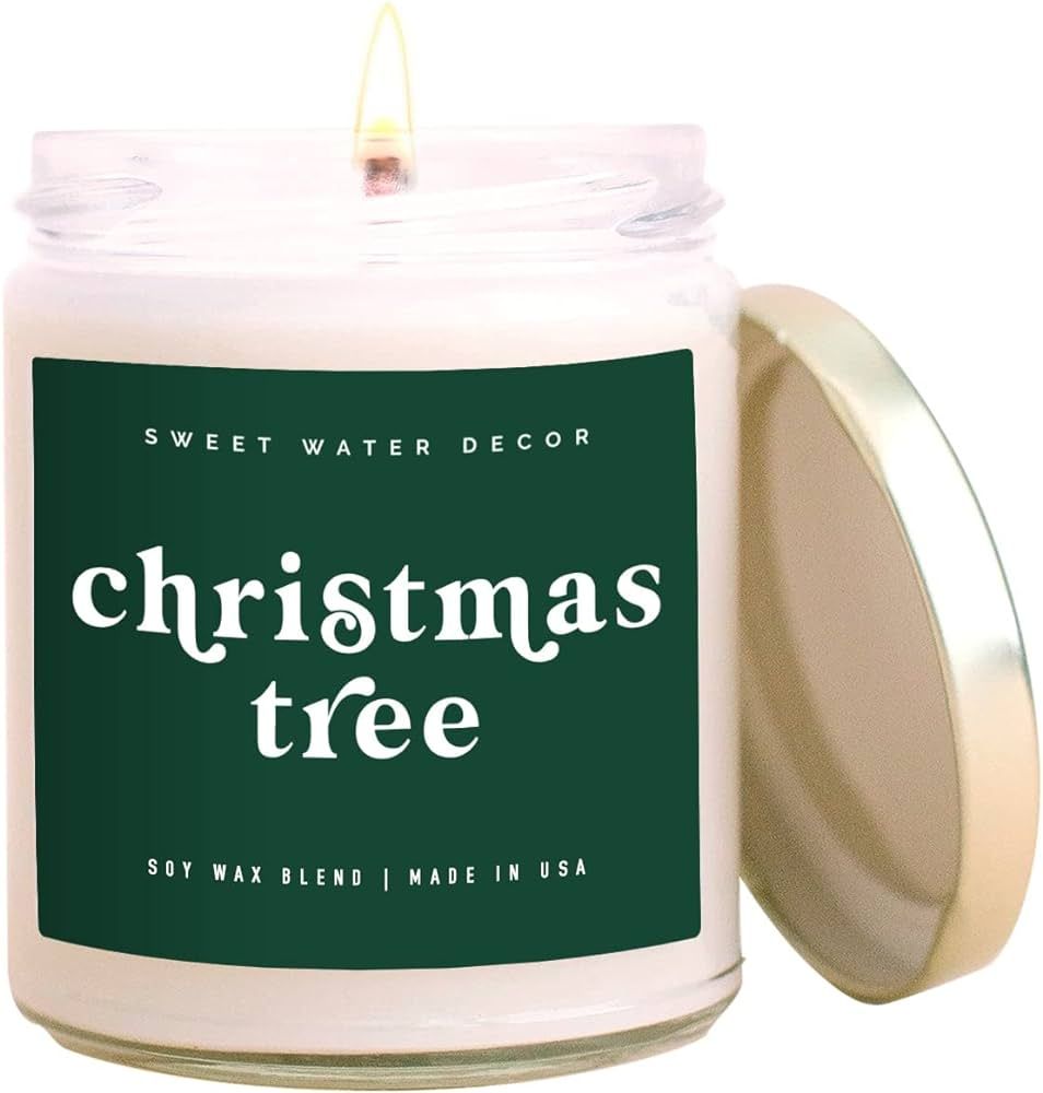 Sweet Water Decor Christmas Tree Soy Candle | Pine Needles, Evergreen, Spearmint, Cinnamon, Cypre... | Amazon (US)