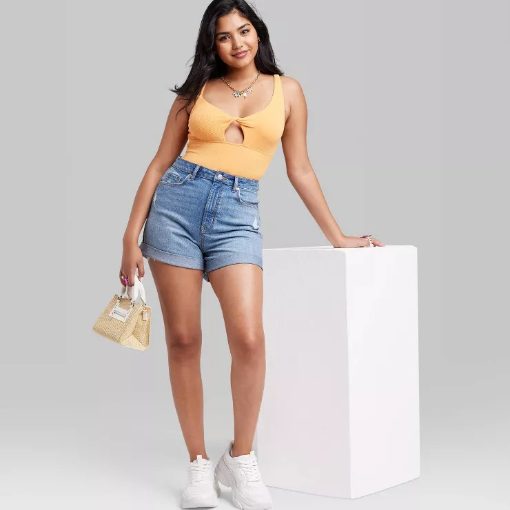 Women's Super-High Rise Curvy Rolled Cuff Jean Shorts - Wild Fable™ | Target