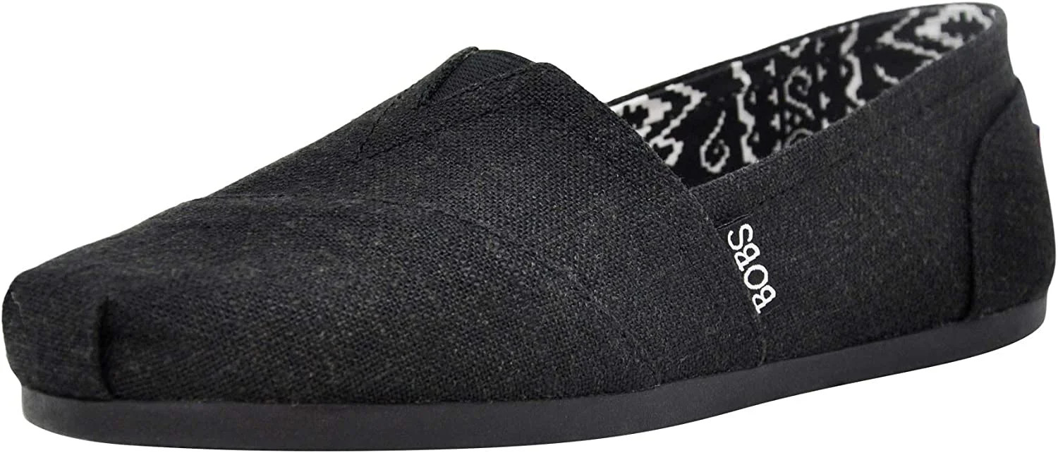 BOBS from Skechers Women's Plush Fashion Slip-On Flat, Black/Black, 6.5 M US - Walmart.com | Walmart (US)