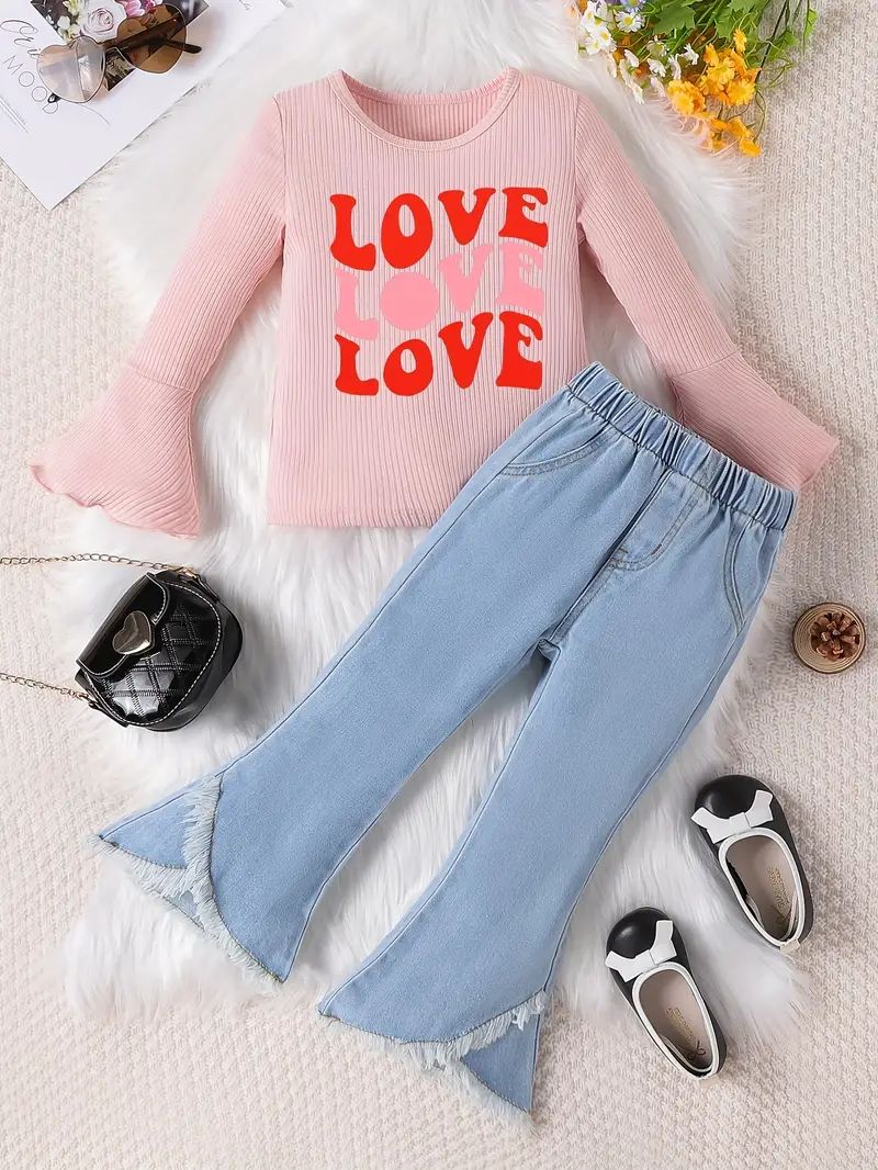 Girl's Valentine's Day Love Print Long Sleeve Shirt Comfy - Temu | Temu Affiliate Program