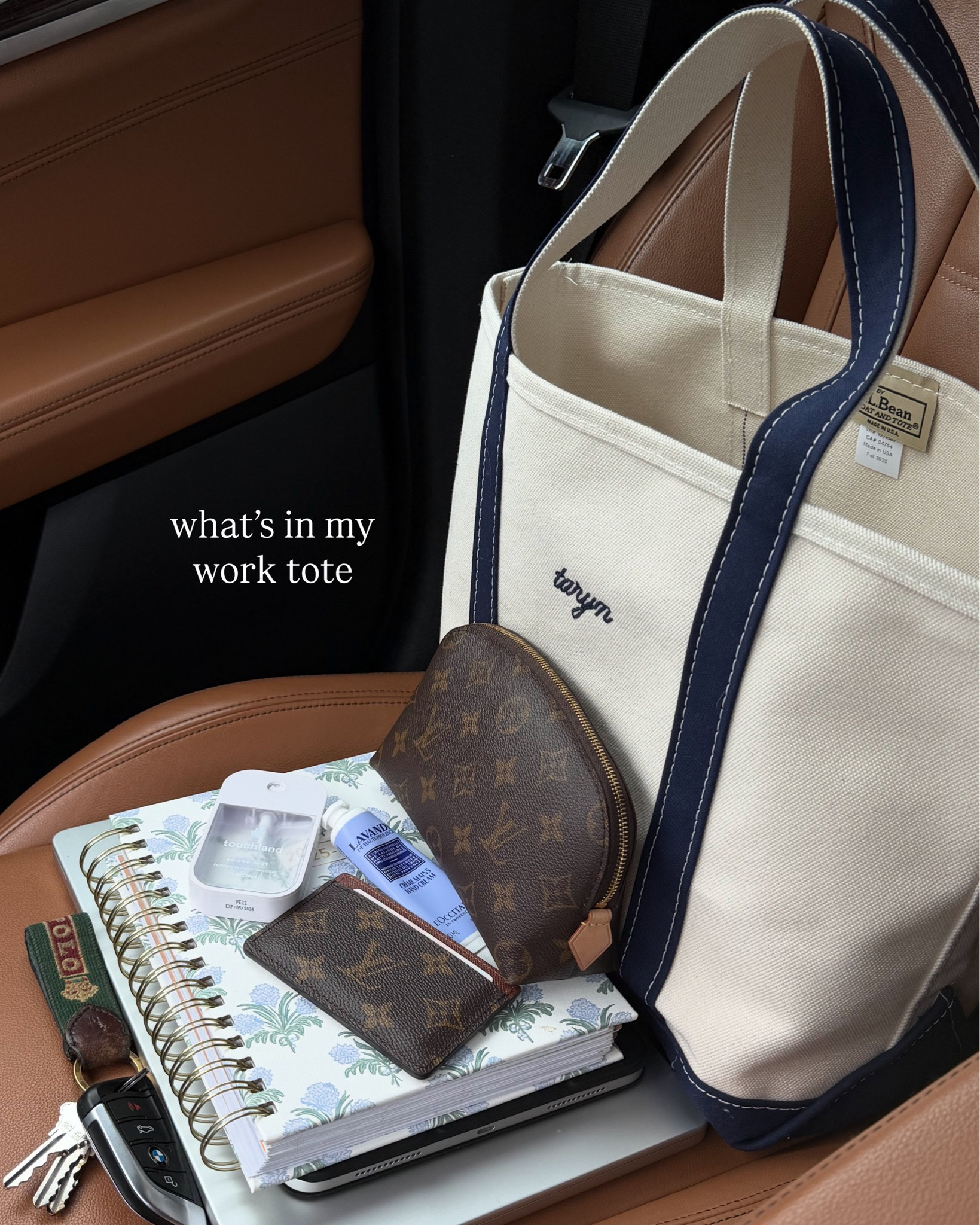 Carrying my daily essentials in the L.L. Bean Navy Boat and Tote (medium). Classic, functional, and effortlessly chic. Filled with elevated essentials that keep my workdays polished without trying too hard. Because timeless style is really in the details 🤍 everything is on my LTK! #whatsinmybag #workbag #llbeantote #chicstyle #effortlesschic