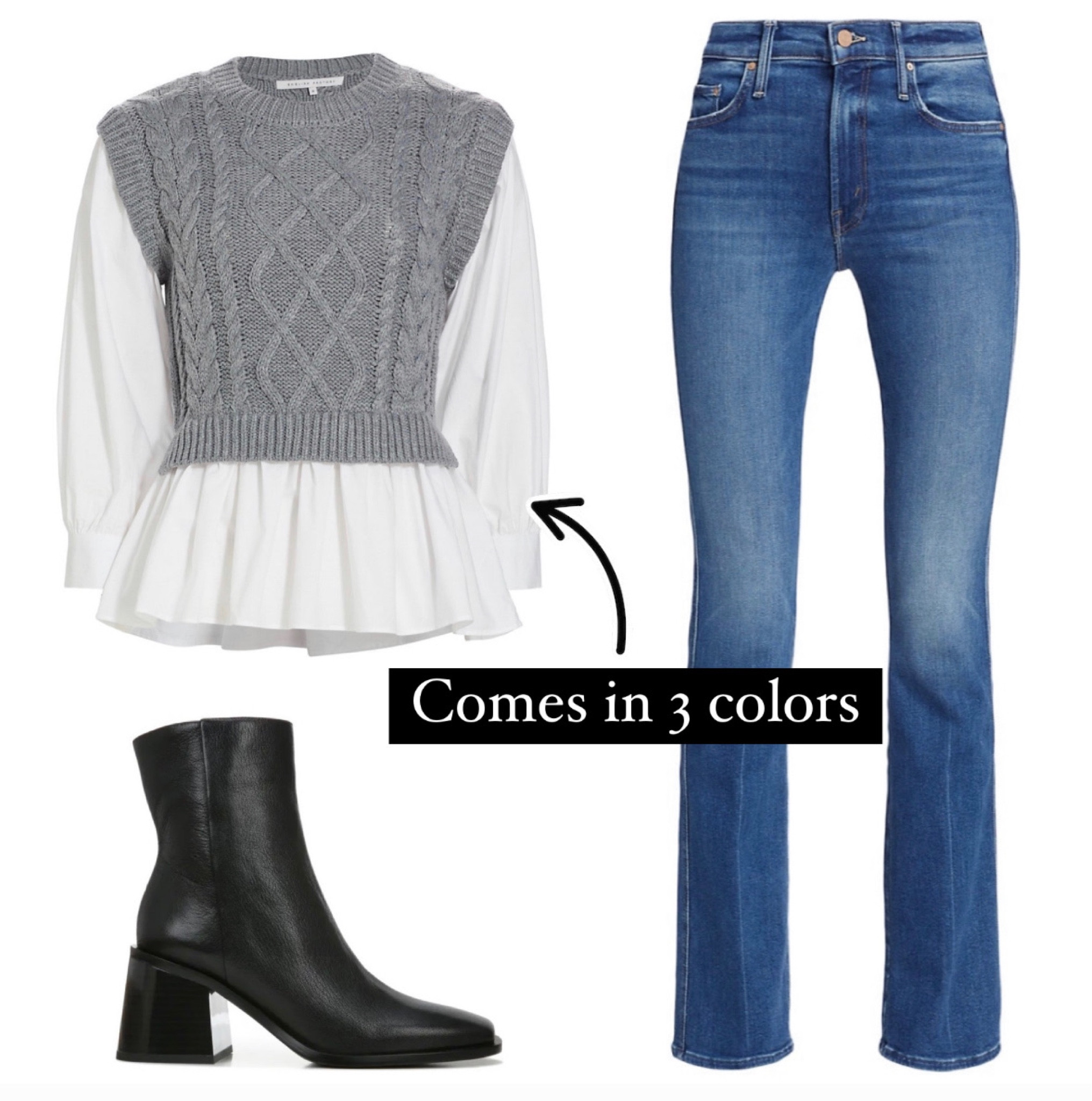 Sweater vest
Fall outfit 
Jeans 
black boots #LTKunder100 #LTKstyletip #LTKSeasonal