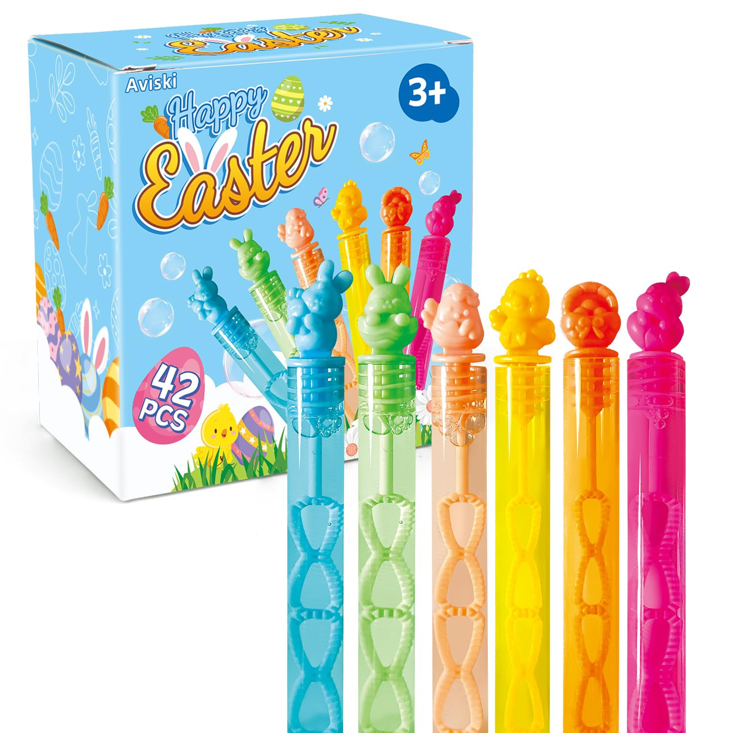 42Pcs Easter Day Bubble Wands, Mini Bubble Wands for Party Favors, Easter Colorful Gift Toys for ... | Amazon (US)