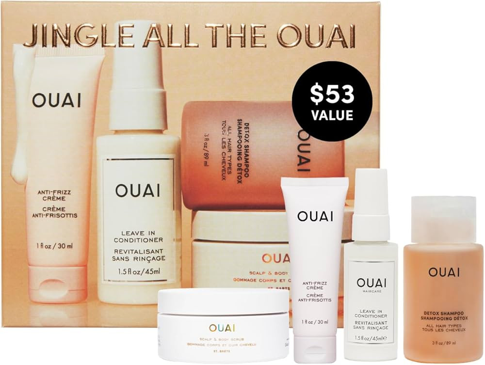 OUAI Gift Set - Travel Size Hair & Body Care Set - Includes Detox Shampoo, Deluxe Anti Frizz Crea... | Amazon (US)