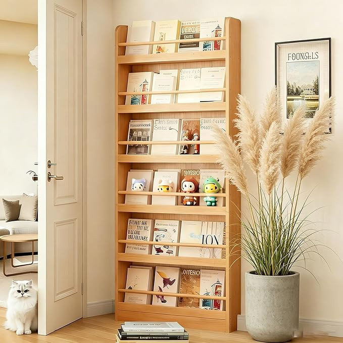 Behind The Door Bookshelf 6-Tier Wooden Behind The Door Storage Cabinet Wall Mount Shelf Easy to ... | Amazon (US)