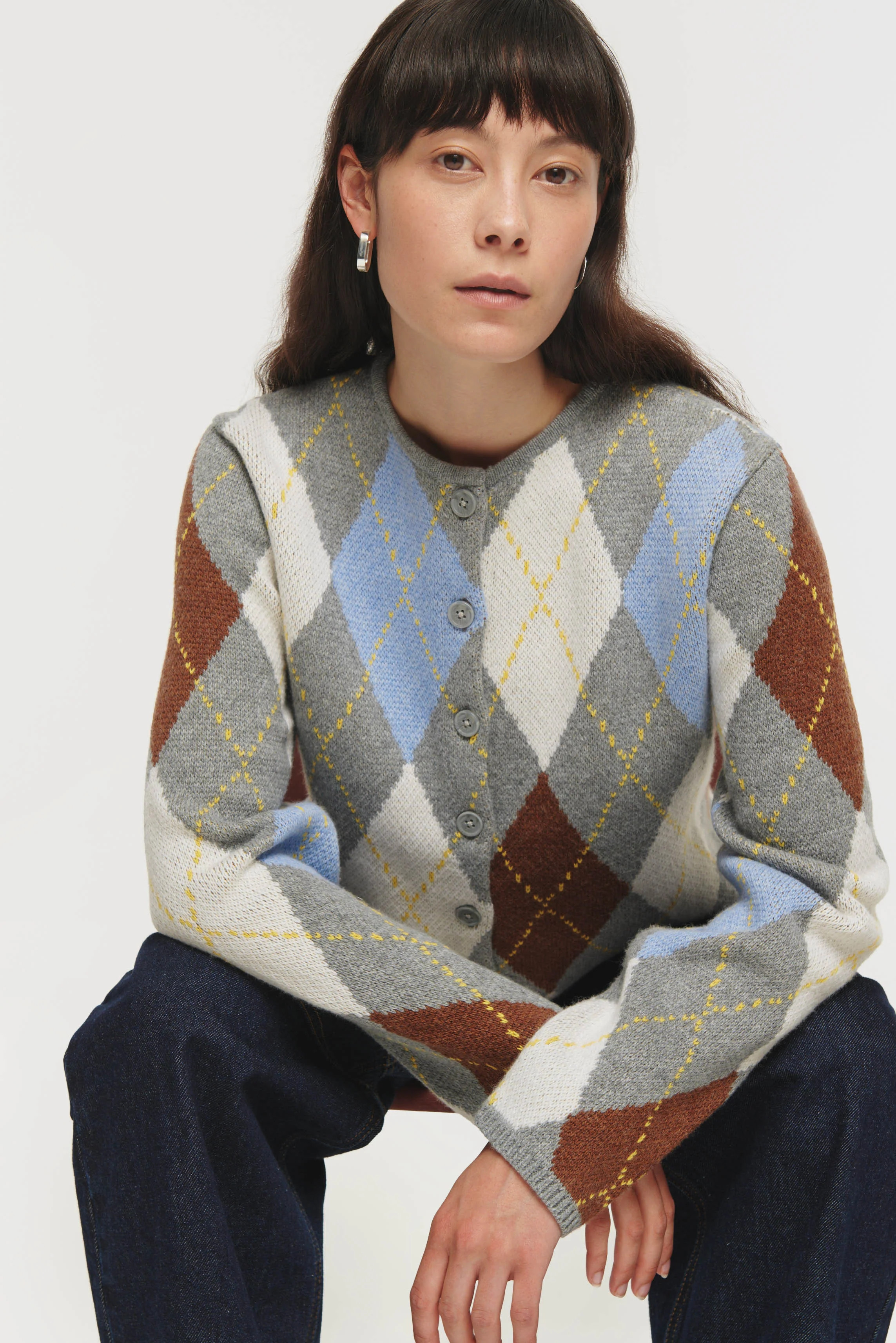 Aggie | Argyle Cardigan in Multi | ALIGNE | Aligne UK