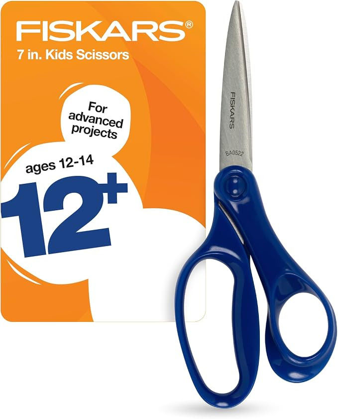 Fiskars 7" Student Scissors for Kids Ages 12-14, Scissors for School or Crafting, Back to School ... | Amazon (US)