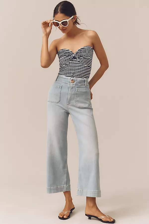 The Colette Cropped High-Rise Wide-Leg Jeans by Maeve | Anthropologie (US)