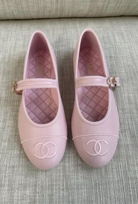 Chanel Mary Jane Ballet Flats Pink CC Logo EU 37 New With Box Rare 24S Runway | eBay US
