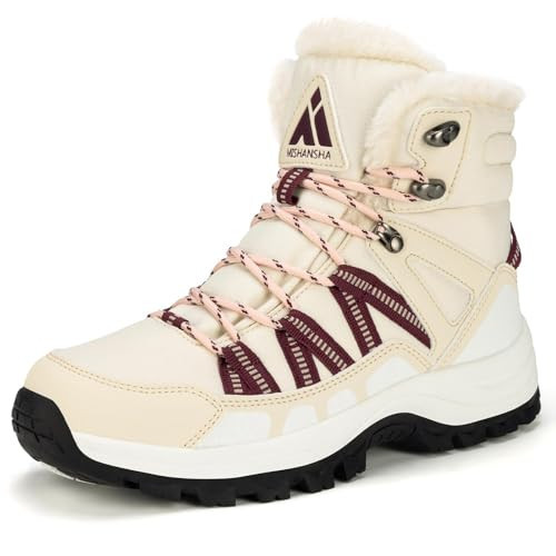 Mishansha Women's Winter Snow Boots Water-Resistant Warm Fur Lined Ankle Hiking Boot Non-Slip Outdoor Cold Weather Shoes Beige Size 11 | Amazon (US)